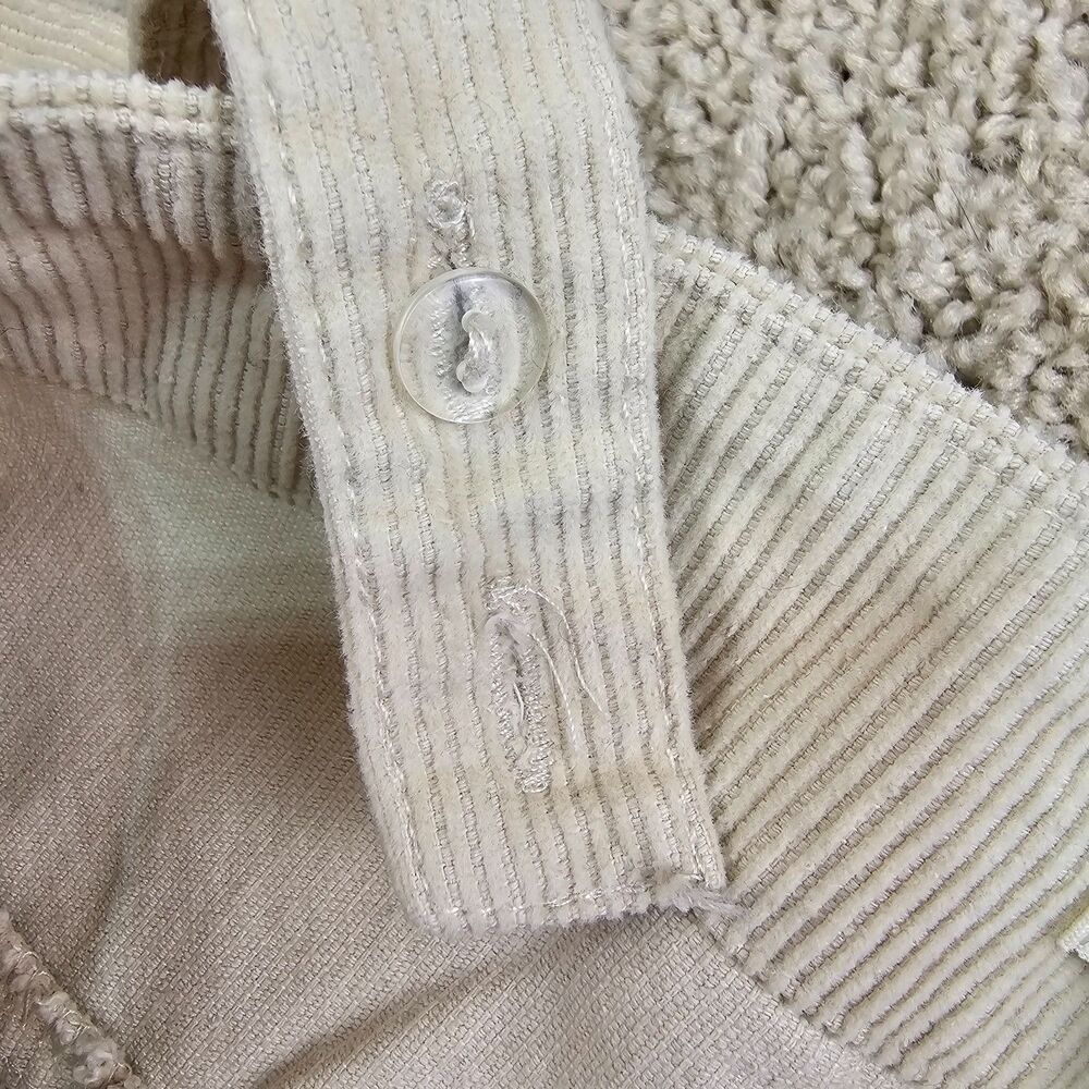 Khaki & Blue Cream Corduroy Mini Dress XS Square Neck A-Line Y2K Cottagecore - Picture 7 of 14